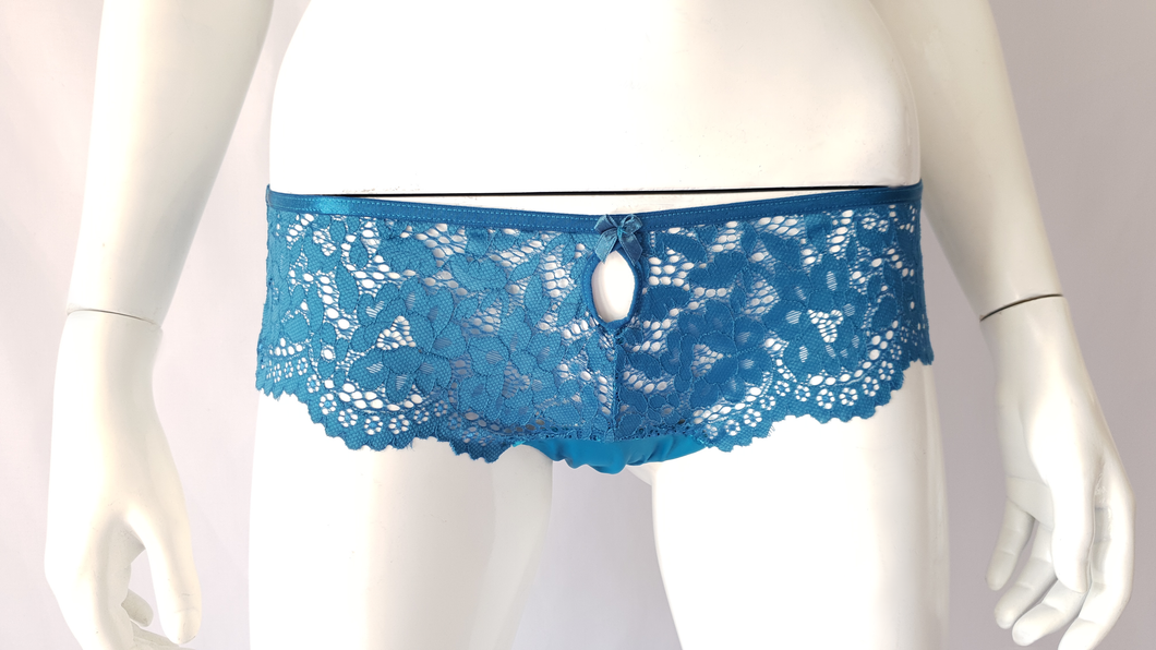 Turquoise Lace Panty Floral Detail