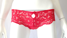 Load image into Gallery viewer, Red Lace Panty Floral Detail
