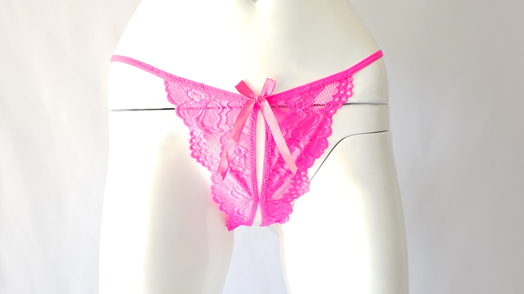 Neon Pink Open-crotch G-string